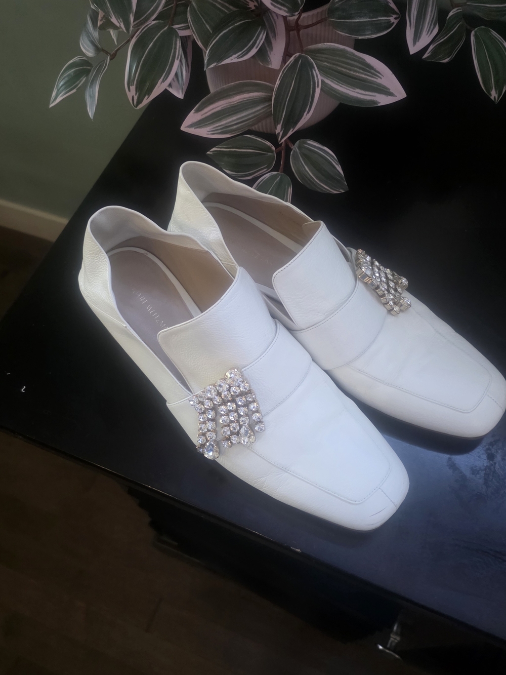STUART WEITZMAN
Women's Irises Embellished Leather Block Heel Loafers